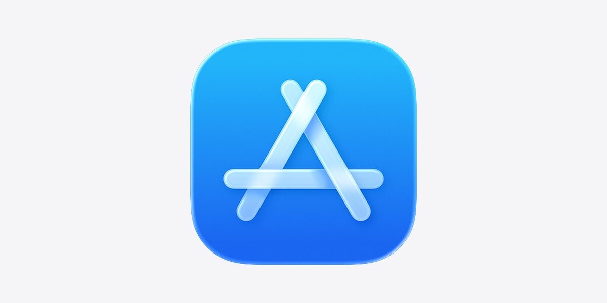 Apple'ın resmi App Store simgesi: açık gri zemin üzerinde mavi App Store logosu