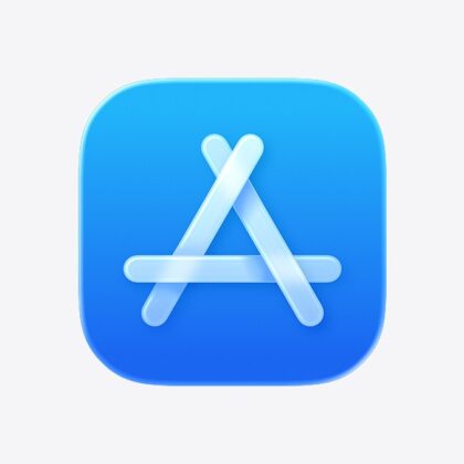 Apple'ın resmi App Store simgesi: açık gri zemin üzerinde mavi App Store logosu