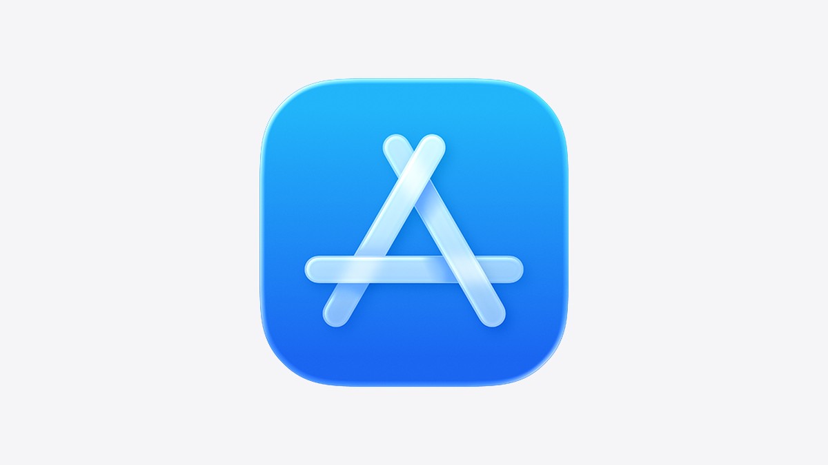 Apple'ın resmi App Store simgesi: açık gri zemin üzerinde mavi App Store logosu