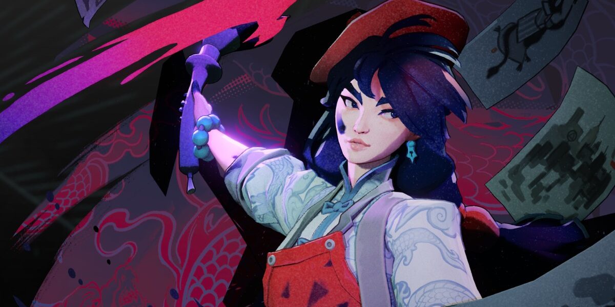 Valve'ın Deadlock için yayınladığı resmi görsel: elinde fırçayla mor mürekkep savuran yeni kahraman Violet
