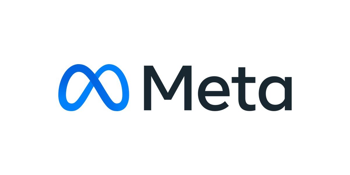 Meta'nın resmi logosu: mavi sonsuzluk simgesi ve Meta yazısı beyaz zemin üzerinde