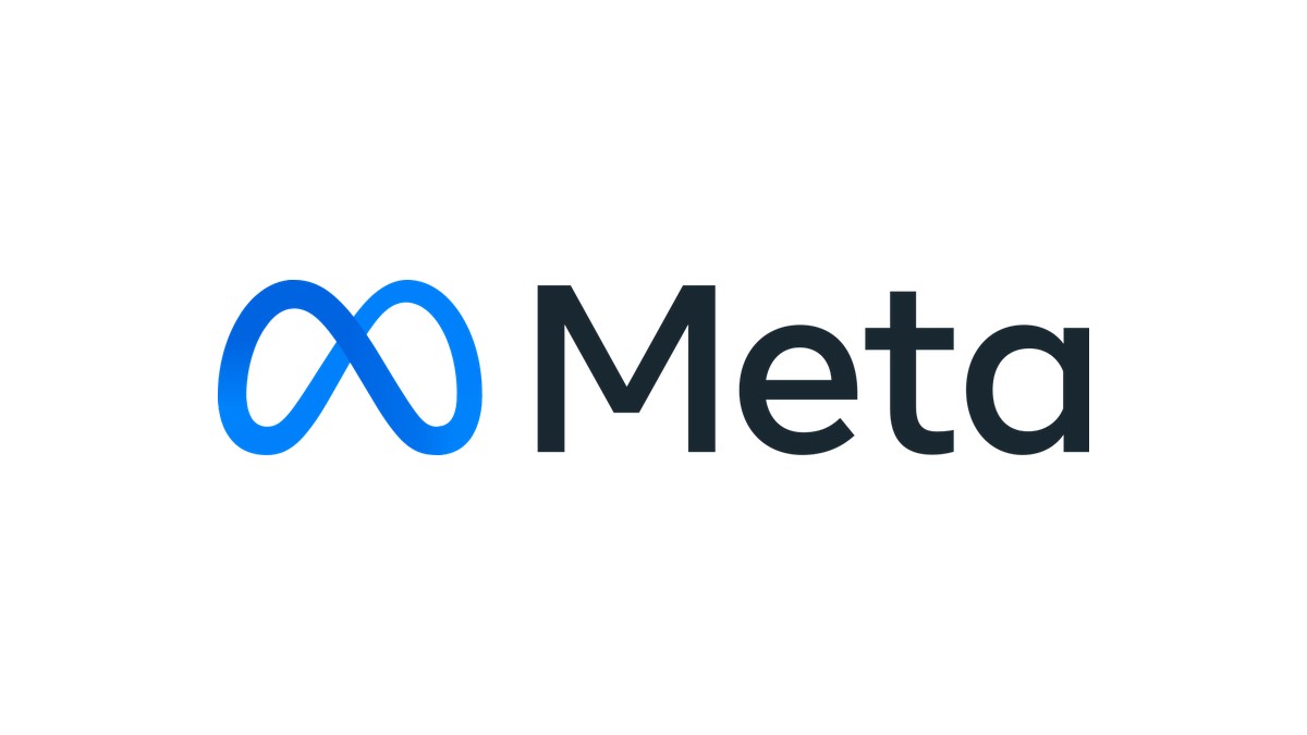 Meta'nın resmi logosu: mavi sonsuzluk simgesi ve Meta yazısı beyaz zemin üzerinde
