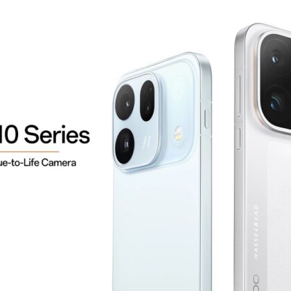 Oppo'nun resmi tanıtım görseli: beyaz Find X10 ve Find X10 Pro Max telefonların arka kamera modülleri ve Find X10 Series yazısı