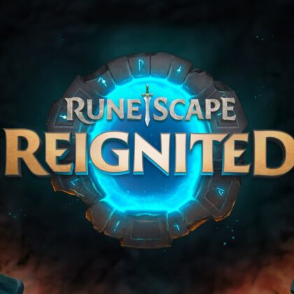 RuneScape Reignited logosunun meşaleler arasında parlayan bir portal üzerinde yer aldığı resmi Jagex görseli