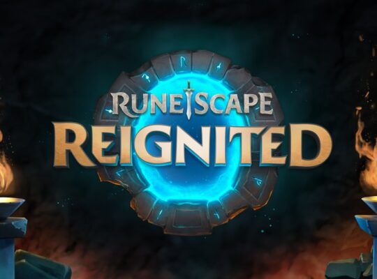 RuneScape Reignited logosunun meşaleler arasında parlayan bir portal üzerinde yer aldığı resmi Jagex görseli