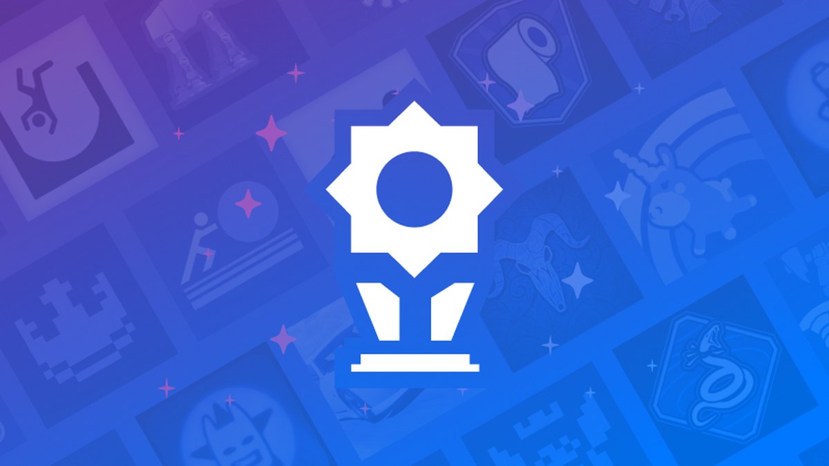 Steam Başarım Setleri özelliğinin resmi Valve tanıtım görseli: mavi zemin üzerinde başarım kupası simgesi